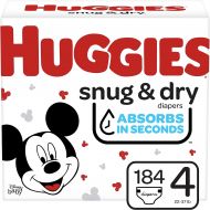 [아마존베스트]Huggies Snug & Dry Baby Diapers, Size 4 (fits 22-37 lb.), 184 Count, ONE Month Supply (Packaging May Vary)