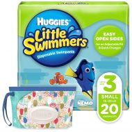 [아마존베스트]Huggies Little Swimmers Disposable Swim Diaper, Swimpants, Size 3 Small (16-26 lb.), 20 Ct., with Huggies Wipes Clutch N Clean Bonus Pack (Packaging May Vary)