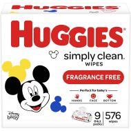 [아마존베스트]Huggies HUGGIES Simply Clean Fragrance-free Baby Wipes, Soft Pack (9-Pack, 576 Sheets Total), Alcohol-free,...