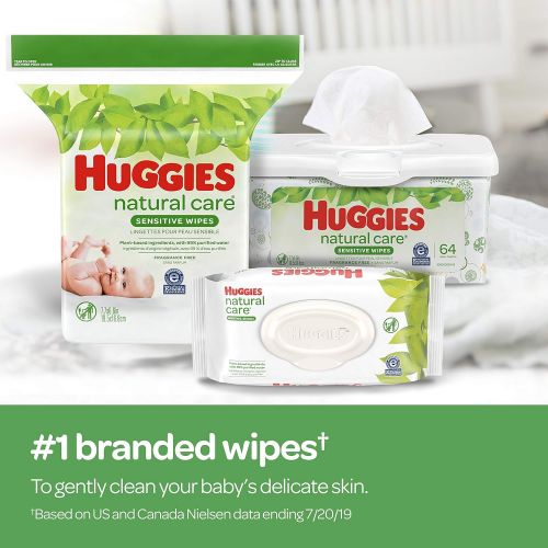 하기스 [아마존베스트]Huggies HUGGIES Natural Care Unscented Baby Wipes, Sensitive, 4 Refillable Tubs, 64 Wipes per Tub, 256 Wipes Total