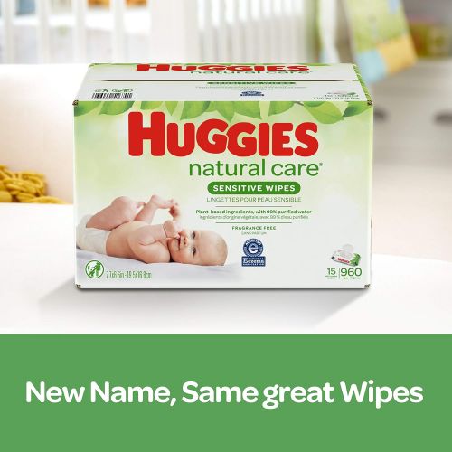 하기스 [아마존베스트]Huggies HUGGIES Natural Care Unscented Baby Wipes, Sensitive, 4 Refillable Tubs, 64 Wipes per Tub, 256 Wipes Total