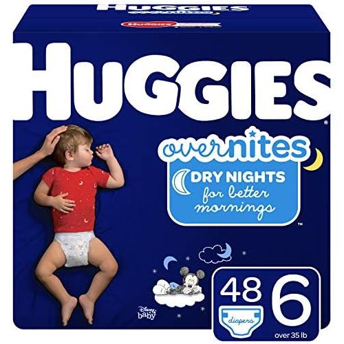하기스 HUGGIES OverNites Diapers, Size 6, 48 Count, Overnight Diapers (Packaging May Vary)