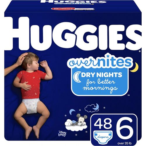 하기스 HUGGIES OverNites Diapers, Size 6, 48 Count, Overnight Diapers (Packaging May Vary)