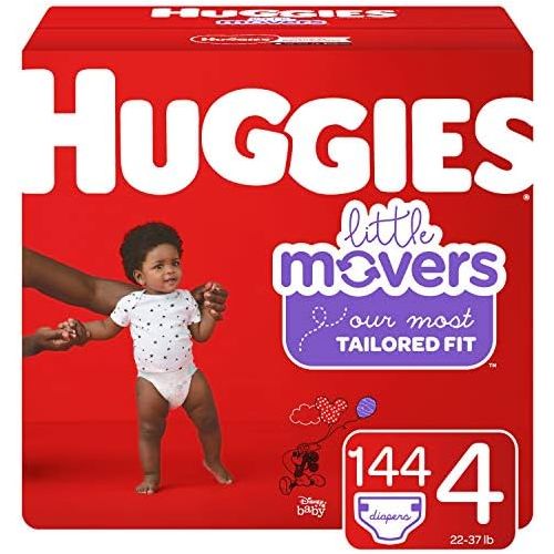 하기스 Huggies Little Movers Baby Diapers, Size 4, 144 Ct, One Month Supply