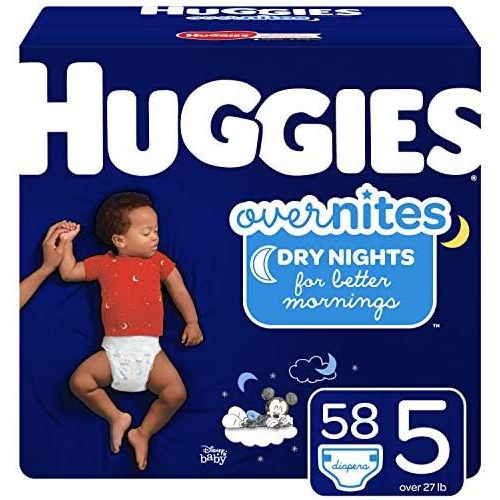 하기스 HUGGIES OverNites Diapers, Size 5, 58 Count, Overnight Diapers (Packaging May Vary)