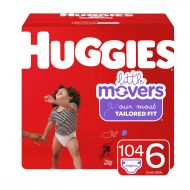 Huggies Little Movers Baby Diapers, Size 6, 104 Ct, One Month Supply