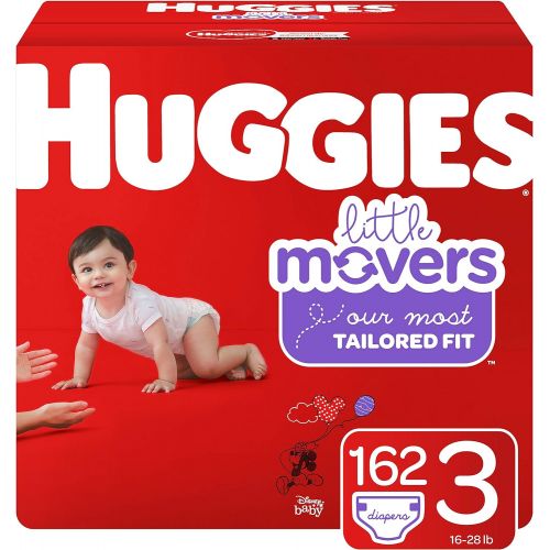 하기스 Huggies Little Movers Baby Diapers, Size 3, 162 Ct, One Month Supply