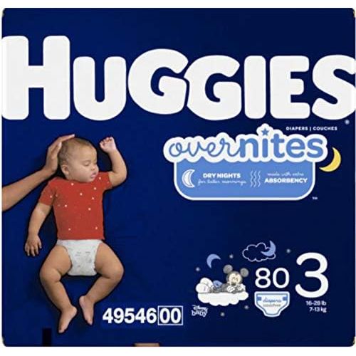 하기스 HUGGIES OverNites Diapers, Size 3, 80 Count, Overnight Diapers (Packaging May Vary)