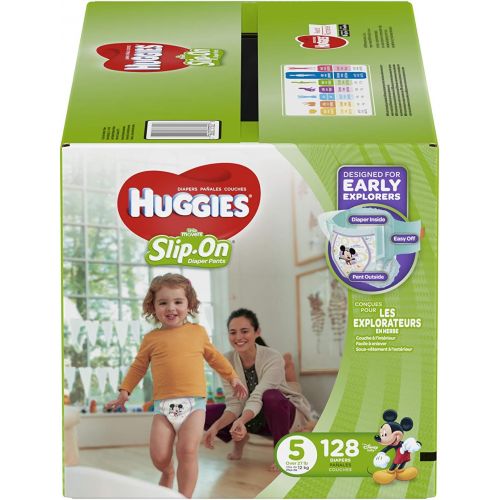 하기스 HUGGIES Little Movers Slip On Diaper Pants, Size 5, 128 Count, ECONOMY PLUS (Packaging May Vary)