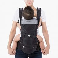 HUGPAPA Dial-Fit 3-in-1 Hip Seat Baby Carrier with Teething Pads (Charcoal)