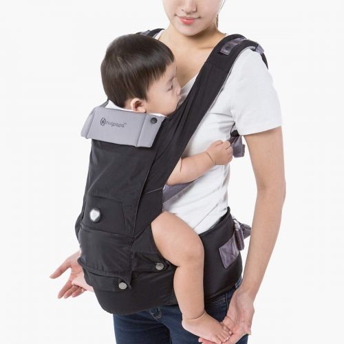  HUGPAPA Dial-Fit 3-in-1 Hip Seat Baby Carrier with Teething Pads (Charcoal)