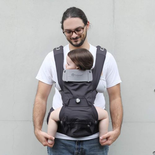  HUGPAPA Dial-Fit 3-in-1 Hip Seat Baby Carrier with Teething Pads (Charcoal)