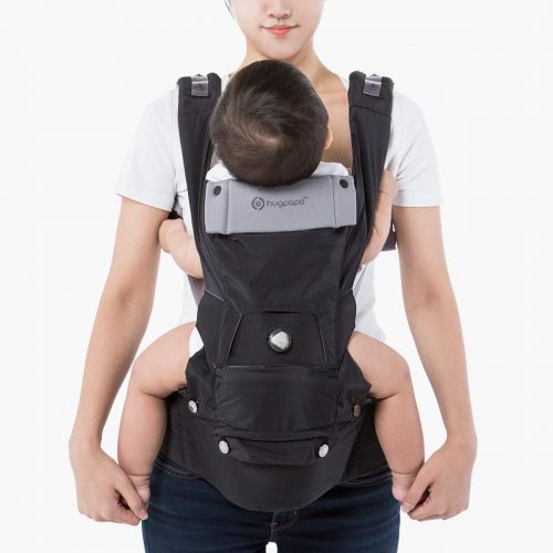  HUGPAPA Dial-Fit 3-in-1 Hip Seat Baby Carrier with Teething Pads (Charcoal)