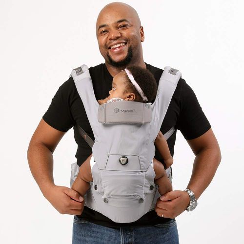  HUGPAPA Dial-Fit 3-in-1 Hip Seat Baby Carrier with Teething Pads (Light Gray)