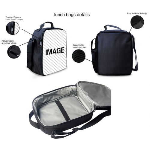  HUGS IDEA Cute Kids School Bag Set Illustration French Bulldog Print Backpack Bookbag with Lunch Boxes Pen Case