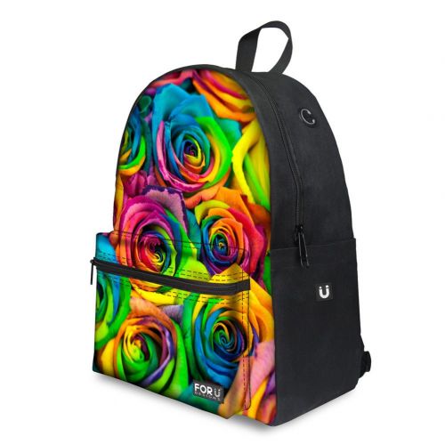  HUGS IDEA Floral Backpack Canvas School Bags for Teenagers Girls