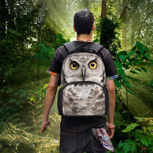  HUGS IDEA 3D Animals Owl Backpack Men Travel Sports School Shoulder Bag