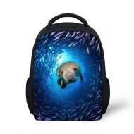 HUGS IDEA 3D Printing Underwater Animals Kindergarten Baby School Backpacks Blue Bag