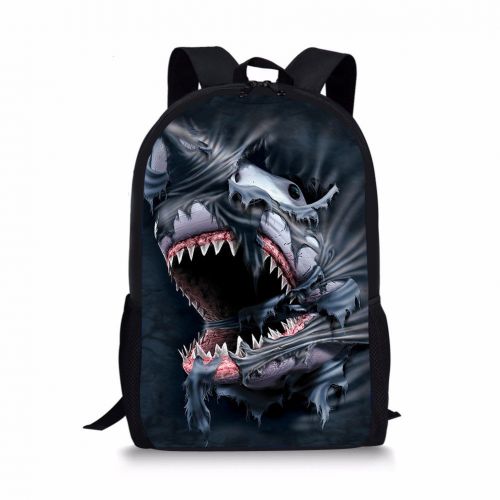  HUGS IDEA Shark 3D Printed Kids School Backpack Cool Children Book Bag for Teen Boy