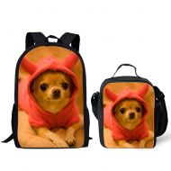 HUGS IDEA Cut Puppy Kids Backpack Girls School Bag with Lucn Bag (Chihuahua Pattern)