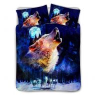 HUGS IDEA Soft Duvet Cover Bedding Sets Teens Boys Cool Bedroom Decor Wildlife Roaring in Moon Night Printed Sheet Sets Include 1 Comforter Cover with 2 Pillow Cases King Size