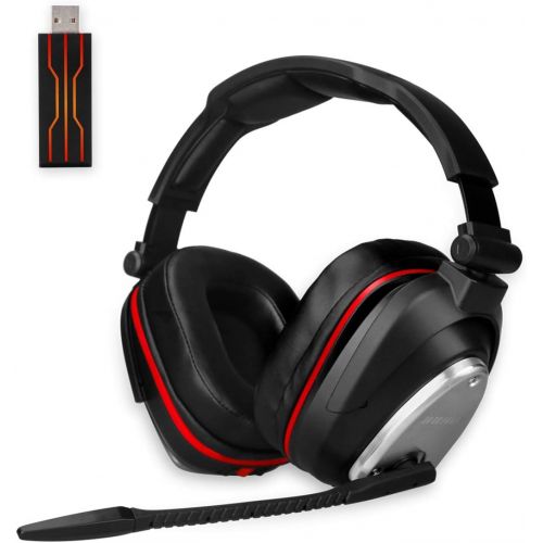  HUHD Wireless Gaming Headset for PC Coumputer PS4 PS5 Nintendo Switch with 7.1 Surround Sound Deep Bass- Rotating Metal Ear Cups