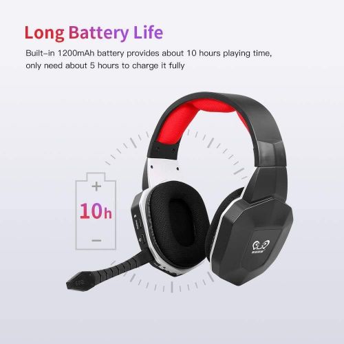  HUHD 2.4Ghz Optical Wireless Gaming Headset Stereo Sound for PS4, PS3, Xbox 360 and PC Detachable Microphone Noise Cancelling