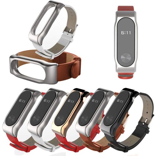  HUHU833 Huhu833 Fuer Xiaomi Mi Band 2 Armband, Leder smart Armbanduhr Armband Replacement Wechselarmband fuer xiaomi mi Band 2, Stilvolles und Business Design,Herren Damen