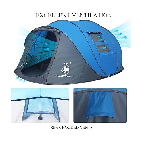  6 Person Easy Pop Up Tent,12.5’ x 8.5‘ x53.5,Automatic Setup,Waterproof, Double Layer,Instant Family Tents for Camping,Hiking & Traveling