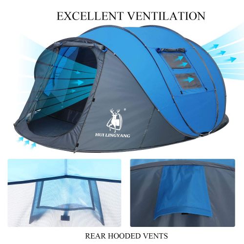  [아마존 핫딜]  [아마존핫딜]HUI LINGYANG 4-6 Person Easy Pop Up Tent-Automatic Setup, Double Layer - Instant Family Tents for Camping,Hiking & Traveling
