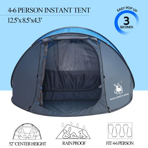  [아마존 핫딜]  [아마존핫딜]HUI LINGYANG 4-6 Person Easy Pop Up Tent-Automatic Setup, Double Layer - Instant Family Tents for Camping,Hiking & Traveling