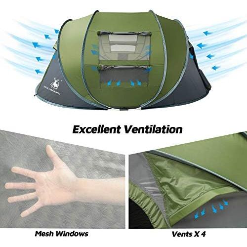  [아마존베스트]HUI LINGYANG 4 Person Easy Pop Up Tent-Automatic Setup Sun Shelter for Beach- Instant Family Tents for Camping,Hiking & Traveling