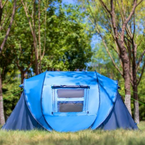  [아마존베스트]HUI LINGYANG 4 Person Easy Pop Up Tent,9.5’X6.6’X52,Waterproof, Automatic Setup,2 Doors-Instant Family Tents for Camping, Hiking & Traveling