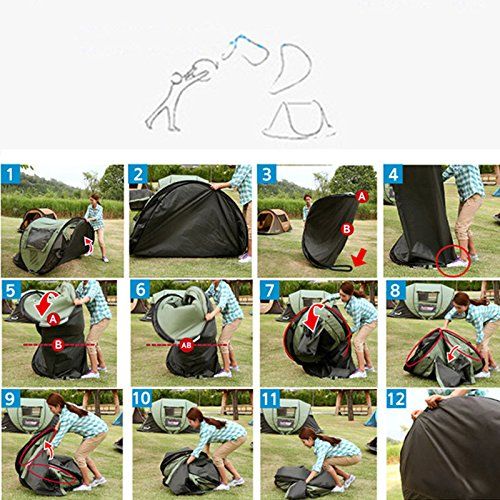  HUI LINGYANG Outdoor Four Person Pop Up Camping Tent - Easy, Automatic Setup -Ideal Shelter for Casual Family Camping Hiking