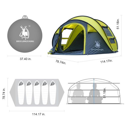  HUI LINGYANG Outdoor Four Person Pop Up Camping Tent - Easy, Automatic Setup -Ideal Shelter for Casual Family Camping Hiking