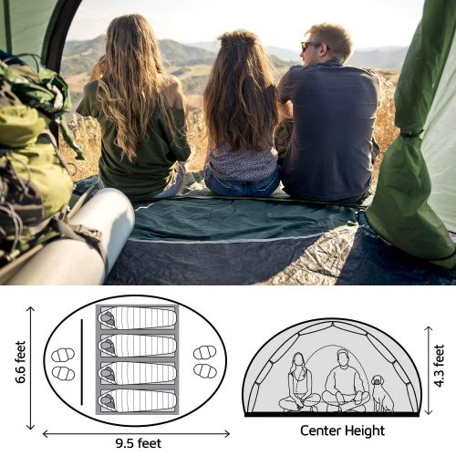  HUI LINGYANG 4 Person Easy Pop Up Tent-Automatic Setup - Instant Family Tents for Camping,Hiking & Traveling,Green