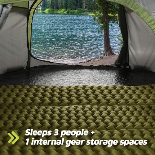  HUI LINGYANG 4 Person Easy Pop Up Tent-Automatic Setup - Instant Family Tents for Camping,Hiking & Traveling,Green