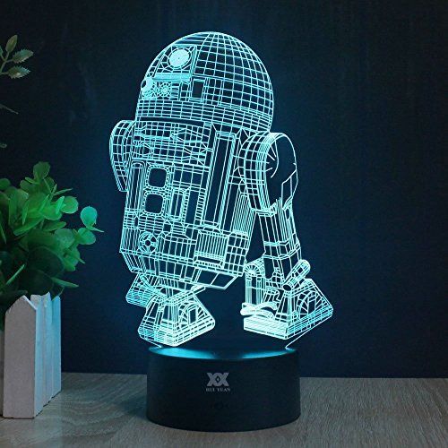  [아마존베스트]3D Lamp R2-D2 Table Night Light Force Awaken Model 7 Color Change LED Desk Light with Multicolored USB Power for Living Bed Room Bar Best Gift Toys Designed by HUI YUAN