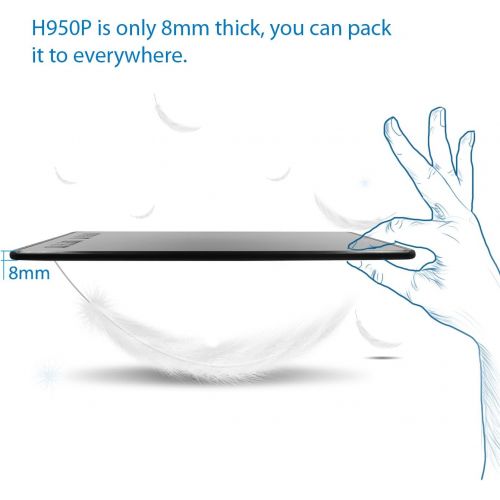  [아마존 핫딜]  [아마존핫딜]HUION Android Supported, Huion H950P Drawing Tablet Battery-Free Graphics Tablet with 8192 Pressure Sensitivity Tilt Function 8 Express Keys, 8.7x5.4inch Digital Art Tablet