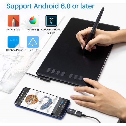  [아마존 핫딜]  [아마존핫딜]HUION Android Supported, Huion H950P Drawing Tablet Battery-Free Graphics Tablet with 8192 Pressure Sensitivity Tilt Function 8 Express Keys, 8.7x5.4inch Digital Art Tablet