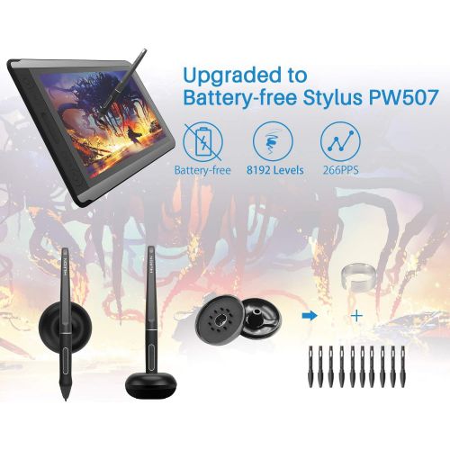  [아마존 핫딜] [아마존핫딜]2019 HUION KAMVAS 16 Drawing Tablet Battery-Free Pen Display Graphics Drawing Monitor with 8192 Pressure Sensitivity, Tilt Function, 14 Express Keys and Touch Bar-Stand Included 15