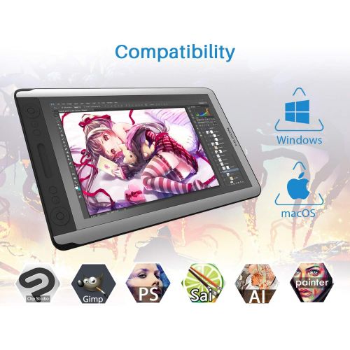  [아마존 핫딜] [아마존핫딜]2019 HUION KAMVAS 16 Drawing Tablet Battery-Free Pen Display Graphics Drawing Monitor with 8192 Pressure Sensitivity, Tilt Function, 14 Express Keys and Touch Bar-Stand Included 15