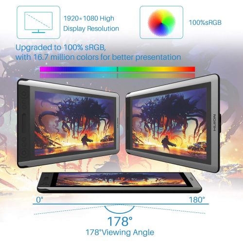  [아마존 핫딜] [아마존핫딜]2019 HUION KAMVAS 16 Drawing Tablet Battery-Free Pen Display Graphics Drawing Monitor with 8192 Pressure Sensitivity, Tilt Function, 14 Express Keys and Touch Bar-Stand Included 15