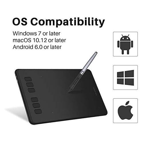  [아마존베스트]HUION H640P 8192 Pressure Sensitivity Graphics Tablet (Supports OS Android) with Battery-Free Pen and 6 Adjustable Function Keys Ideal for Home Office & E-Learning