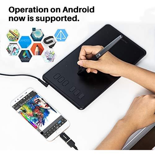  [아마존베스트]HUION H640P 8192 Pressure Sensitivity Graphics Tablet (Supports OS Android) with Battery-Free Pen and 6 Adjustable Function Keys Ideal for Home Office & E-Learning