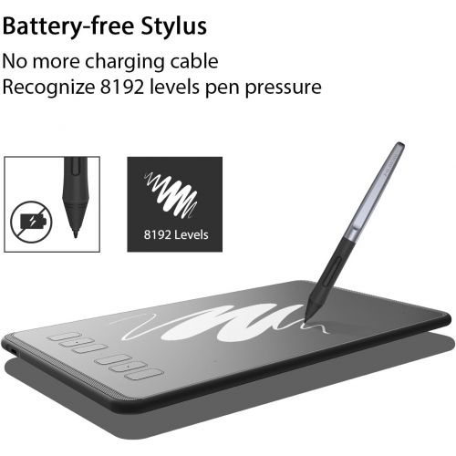  [아마존베스트]HUION H640P 8192 Pressure Sensitivity Graphics Tablet (Supports OS Android) with Battery-Free Pen and 6 Adjustable Function Keys Ideal for Home Office & E-Learning