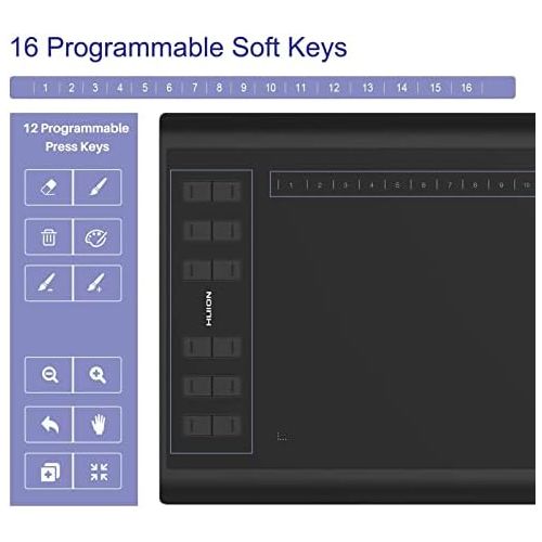  [아마존베스트]Huion New 1060Plus Graphics Tablet with 12Express Keys and Built-in Card Reader
