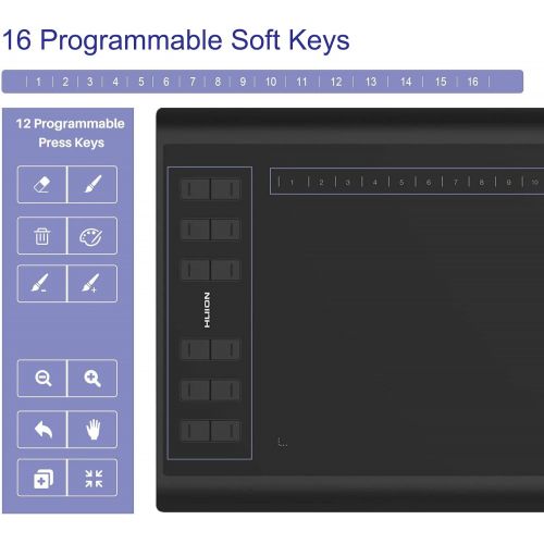  [아마존베스트]Huion New 1060Plus Graphics Tablet with 12Express Keys and Built-in Card Reader