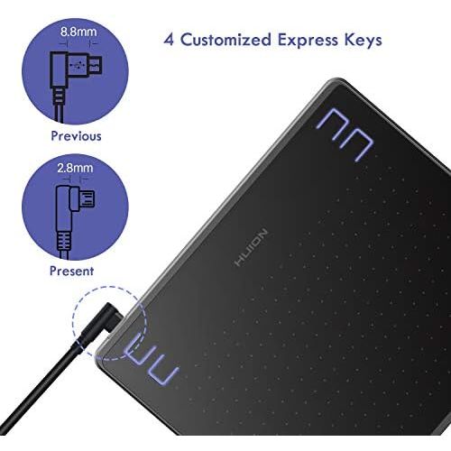  [아마존베스트]HUION HS64 Mobile Graphics Tablet for Android Windows Mac with 8.192 Stages Pen Pressure Battery Free Pen 4 ExpressKeys