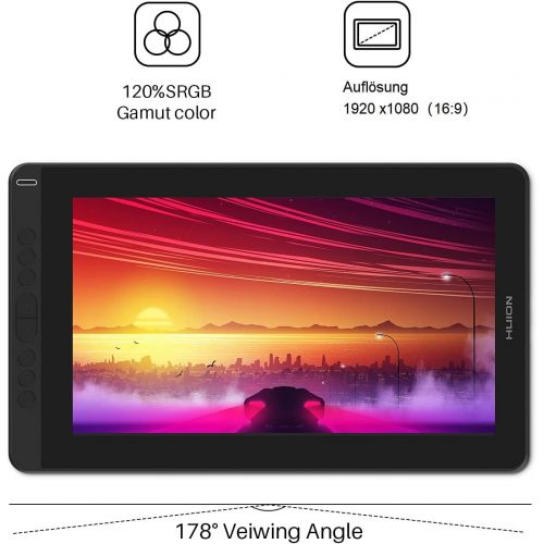  [아마존베스트]HUION Kamvas 13 Graphics Tablet with Display (without Stand) Full Laminate Screen 8 Programmable Push Buttons Supports Connectivity with Android Devices Ideal for Home Office & E-L